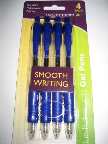 Gel Pens *NEW* Wexford BLUE retractable gel pens x4