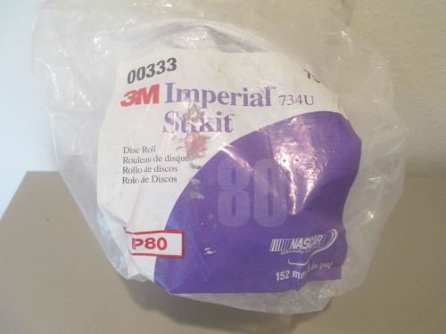 3M Roll Of 75, 00333 6&#034; Imperial 734U Stikit P-80 Grit Discs