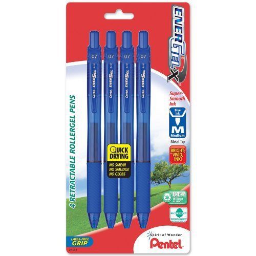 Pentel EnerGel-X Retractable Liquid Gel Pen, 0.7mm, Medium Line, Metal Tip, Blue