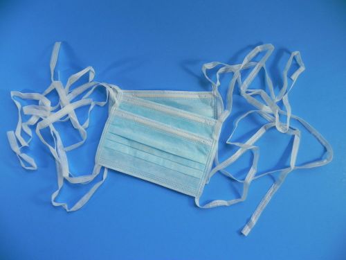 SURGICAL FACE MASK TIE ON  3 PLY, BLUE 50 PER BOX