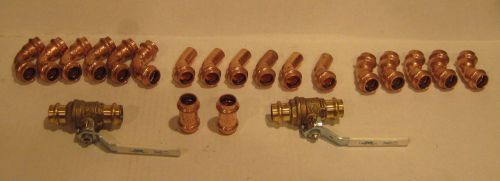 (19) Mixed lot of viega propress fittings 1/2&#034;  &amp; (2) 1/2&#034; FNW ball valves