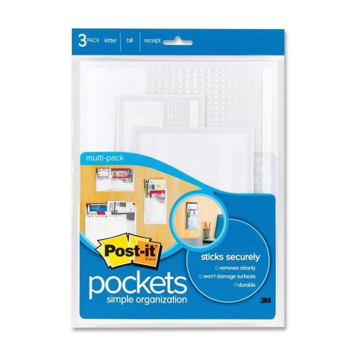 Post-it wall pockets multi-pack - 3 pockets - bill/letter/receipt for sale
