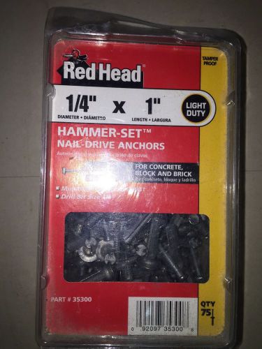 Hammer set anchor, 1/4&#034; x 1&#034;, steel, zinc plated, 75pk red head 35300 steel for sale