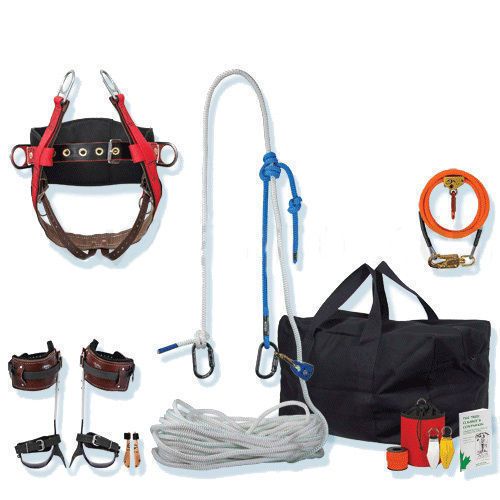 Arborist combo kit,spurs,saddle,flipline,150&#039; rope,throw line,bags,large for sale