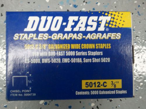 New duo fast 5012c 20 gauge galvanized staple 1/2-inch crown x 3/8-inch 5000pk for sale