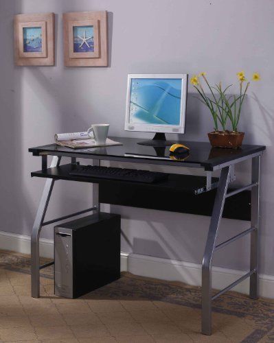 Kings home office desks brand 2950 glass and metal home office computer silver for sale