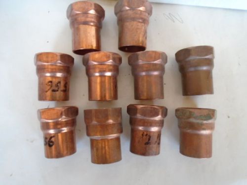 COPPER 1&#034; C X 1&#034; FIP Female Adapter FITTING NOS  Lot of 10