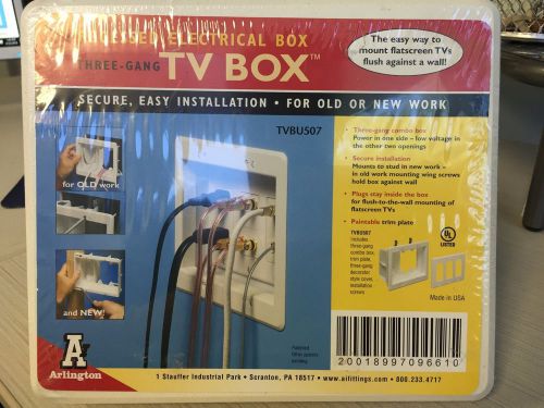 Arlington TVBU507 TV Box Recessed Outlet Kit, 3-Gang, White, 1-Pack