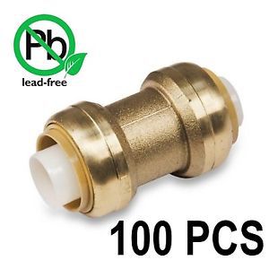 3/4&#034; Sharkbite Style (Push-Fit) Push to Connect Lead-Free Brass Coupling 100 PCS