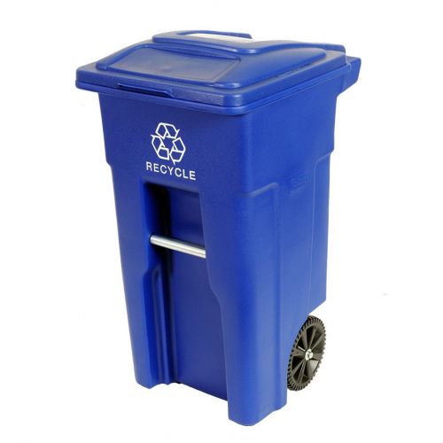 Recycling container bin trash can collection plastic heavy duty two wheeled cart for sale