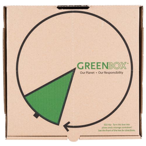 GreenBox 14&#034; x 14&#034; x 1 3/4&#034; Corrugated Recycled Pizza Box Built-In Plates 50