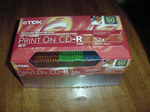 New 50 Color Pack TDK Print On CD-R 80 Min.