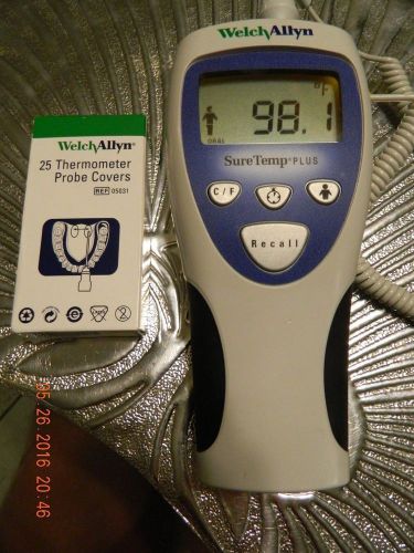 WELCH ALLYN SURE TEMP PLUS MEDICAL ORAL THERMOMETER #692 + 2 boxes PROBE COVERS