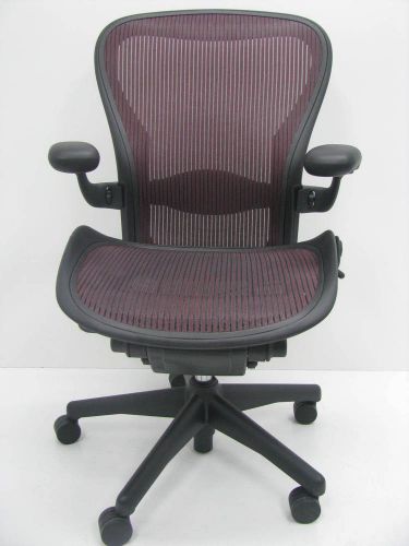 Aeron size c fully adjustable ergonomic chair red mesh w/lumbar herman miller for sale