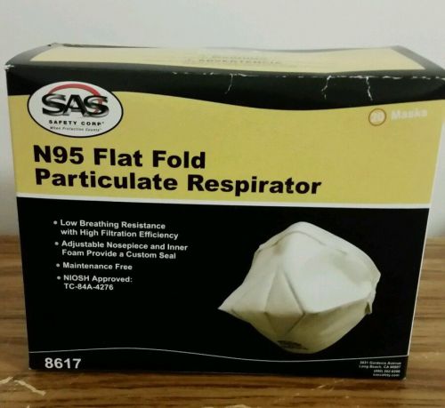 SAS Safety Corp. N95 Flat Fold Particulate Respirator Model 8617 20 Masks