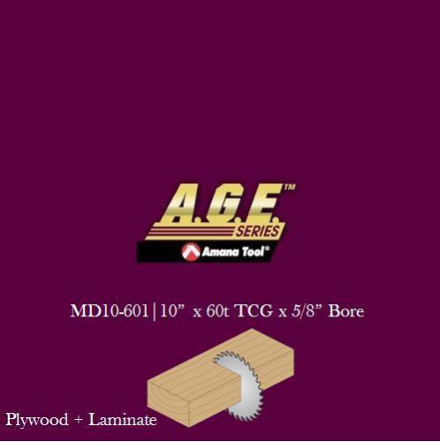 A.G.E. MD10-601 10&#034; x 60T TCG x 5/8&#034; Bore - Crosscut Plywood &amp; Laminate