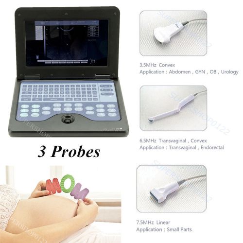 New LCD Portable Laptop Ultrasound scanner Diagnostic machine 3 Probes, CMS600P2