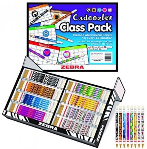 Zebra Pen Cadoozle Mechanical Pencil Classroom Pack, 0.9 Mm, 8 Designs, 320