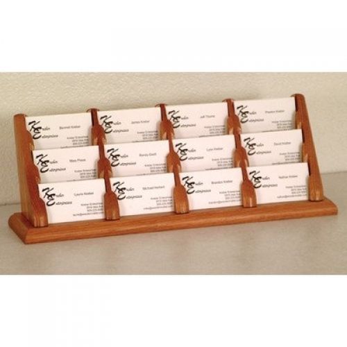 Wooden mallet 12-pocket countertop business card holder, medium oak for sale
