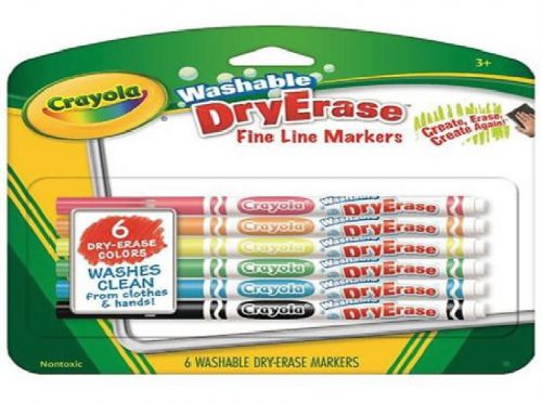 Crayola Washable Dry Erase Fine Line Markers, Lot of 2 6 Packs, 12 Total NEW