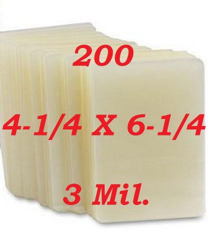 Laminating laminator pouches sheets photo 4.25 x 6.25  200- pack 3 mil for sale