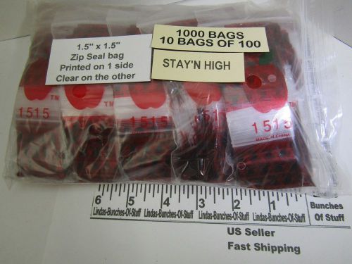 1000 stay n high 1 1/2&#034; x 1 1/2&#034; 2 mill plastic zip seal bags new! for sale