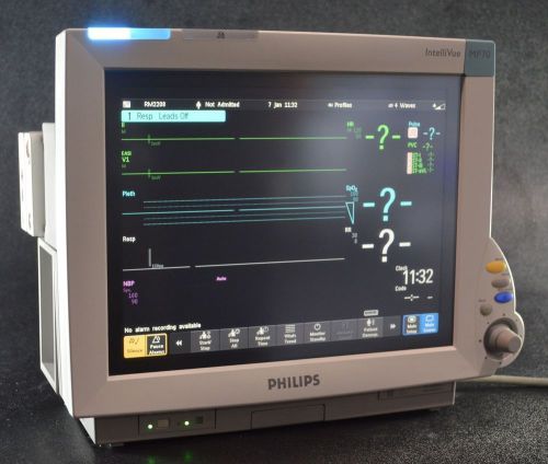Philips intellivue mp70 touch screen patient monitor w/ m3016a &amp; m3001a modules for sale