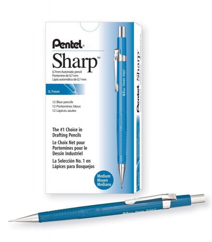 Pentel sharp automatic pencil 0.7mm lead size blue barrel box of 12 (p207c) for sale