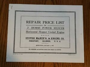 1931 2HP Stover Manufacturing &amp; Gas Engine Co. Repair Parts List