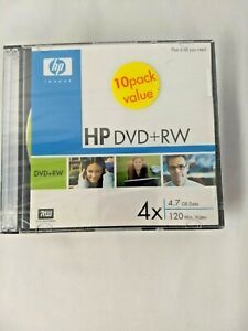 HP invent DW00021M DVD+RW 4.7 GB Data 120 Min. Video 10pack Factory Sealed