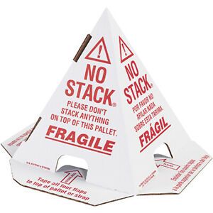 White with Red Print Pallet Cones - English, French &amp; Spanish - 50 Per Case