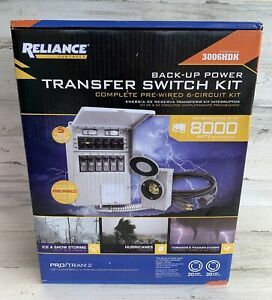 Reliance  3006HDK Back-Up Power Transfer Switch Kit 6 Circuit Kit 8000W New