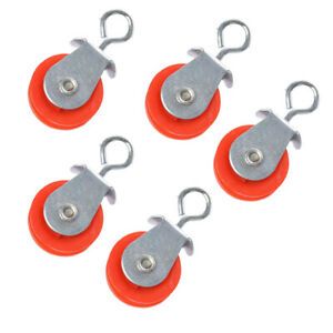 5pcs Single Wheel Swivel Lifting Rope Pulley Block Wire Rope Dropshipping Red