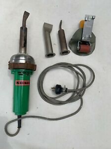 Leister Plastic Welder Corded Electric Hot Air Heat Gun w THREE Nozzles &amp; Roller