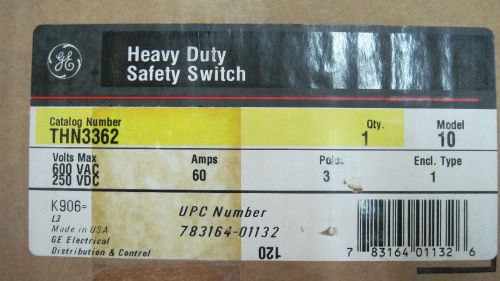 NEW IN BOX GE HD SAFETY SWITCH 60 AMP 600 VOLT #THN3362