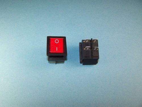 2 ON/OFF PANEL MOUNT SNAP IN ROCKER SWITCH DPST RED LIGHT 250V/15A 125V/20A NEW