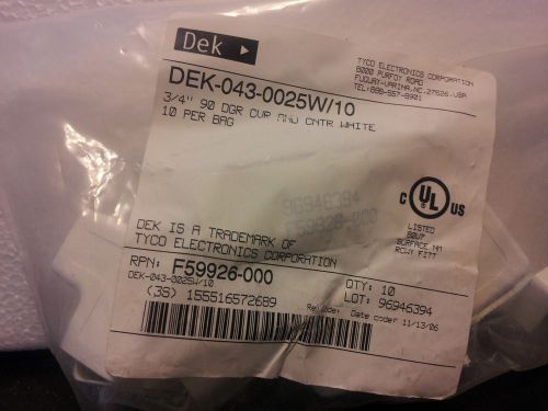 TYCO DEK-043-0025W/10 3/4&#034; 90 DEGREE COVER AND CENTER White 10Pk