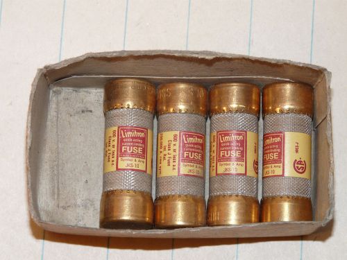 Lot of 4 bussman limitron class j, jks10 current limiting fuses tested inv8439 for sale