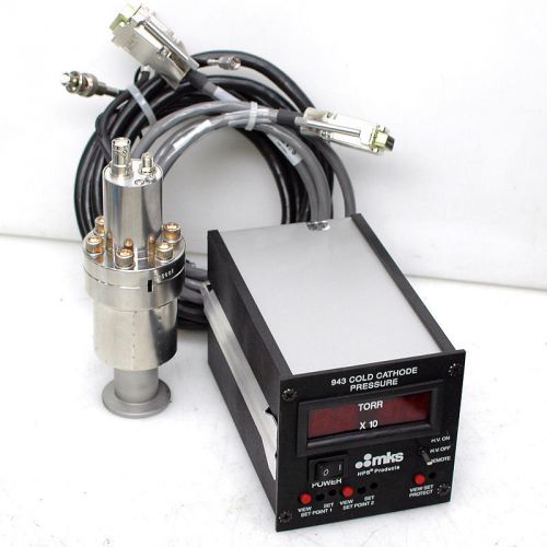 Mks 943 cold cathod vacuum gauge controller +sensor,cables 943-a-220v60-tr-pc-02 for sale