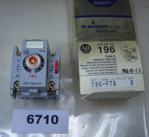 (6710) allen bradley pneumatic timer 196-ftb for contactor or relay for sale