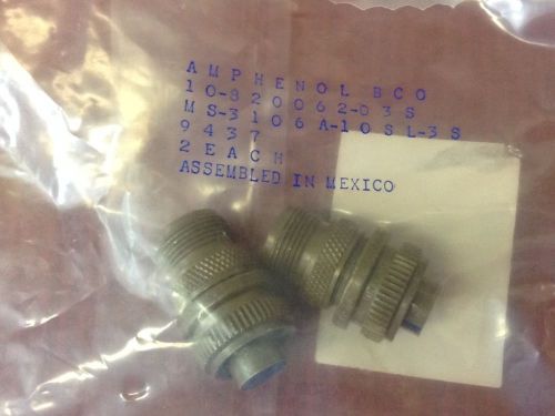 AMPHENOL - P/N: 10-820062-03S - Two (2), 3-hole Female Connectors - NEW
