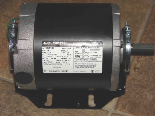 A.O. Smith,Electric motor,1725 RPM,115v / 208-230v,1/4 HP .25, 325P163,AOS,48 fr