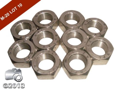 Best quality set of 10 m 20 hexagon hex full nuts a2 stainless steel din 934 for sale