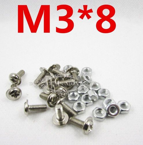 New 50Sets M3*8mm Nuts&amp;Bolts Fitting Steel Cheese Head Pozi Screw For PCB Board