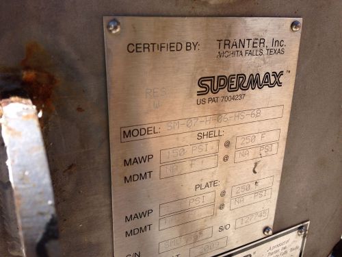 Tranter supermax heat exchanger - 3 units for sale