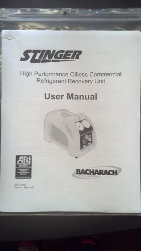 STINGER, BACHARACH, HIGH PERFORMANCE OIL LESS RECOVERY UNIT, PRINTED MANUAL