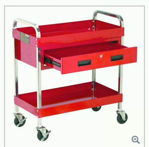L@@k 30 in. large 350 lb glossy red service cart with locking drawer for sale