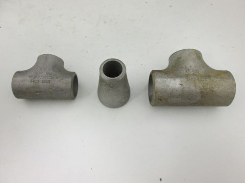 Lot x 3 app buttweld tees &amp; concentric reducer stainless steel for sale
