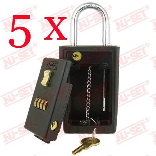 5 x Brand New NuSet Key Storage 4 Digit Numeric Combo Lock Boxes