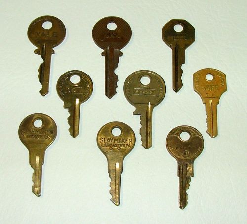 Vintage Lot 9 Keys JECO T1 SAFE HONG KONG, RALPH&#039;S L54B SLAYMAKER H271 P195 YALE